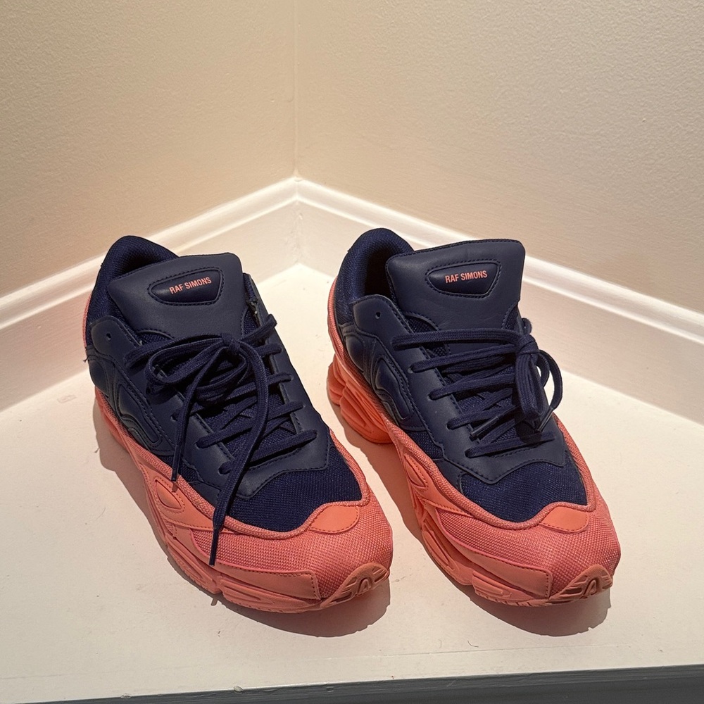 Raf Simons Dark Blue and Coral Sneakers